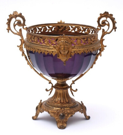 Glass and gilded footed vase, second half of the 19th century