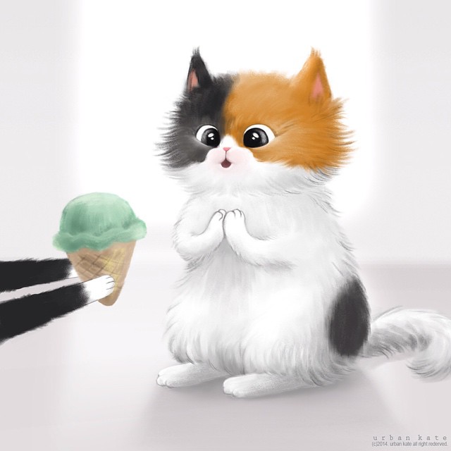 萌猫咪 插画 By_Kate Kyehyun Park