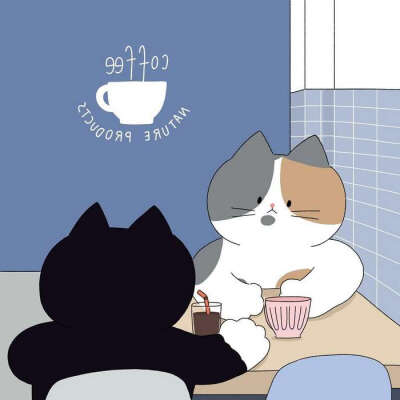 Coffee time 萌萌的猫咪日常插画 By_catdabang 