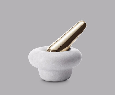 英国Tom Dixon 石器系列研器 铜杵石臼组 大理石大研磨皿 捣蒜器