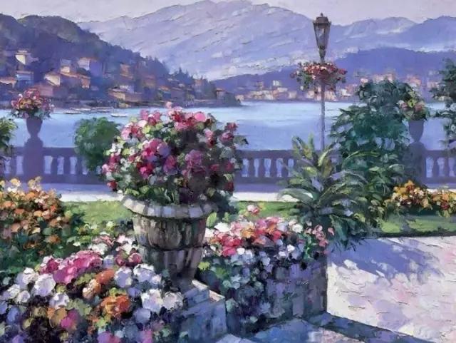 霍华德 贝朗思[1933-2014]（Howard Behrens）
是美国著名通俗绘画艺术家。
1933年生于芝加哥伊利诺伊州，在华盛顿特区长大。17岁那年因雪橇意外受伤卧床不起后开始学习绘画。
1976年，当他采用调色刀的时候，他达到了一个转折点。这是一种风格上的改变，让他的画作“活下来”。我们可以看到，他的作品几乎都是色彩明亮的风格