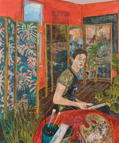 Hernan Bas《Self portrait of another painter》，布面丙烯，182.9×152.4cm，2014年