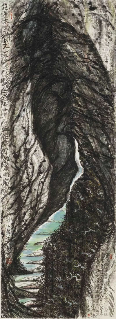 蒋勋,《太鲁阁大山》, 2012, 水墨设色纸本, 171x62.5cm