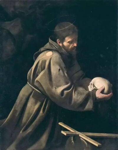 卡拉瓦乔《st francis in meditation》，布面油画，128.2×97.4cm，1606年