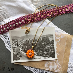 定制 限量 摩洛哥风情 度假风 手工编织小雏菊坠子项链 私物设计