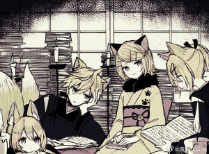 镜音双子
twi：yzpiyo039
妖狐！
太可爱了！
耳朵(◦˙▽˙◦ )