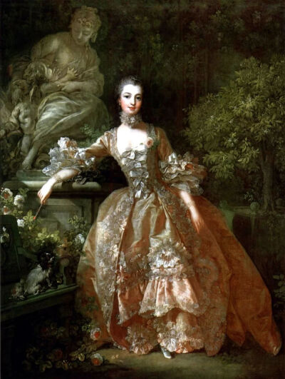 弗朗索瓦·布歇（Francois Boucher）《蓬巴杜夫人肖像》（Portrait of Madame de Pompadour），布面油画，91×68cm，1759年