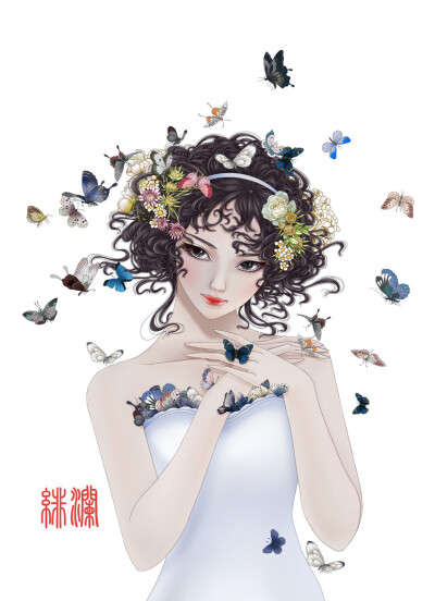 彩蝶纷飞 插画师：绯澜