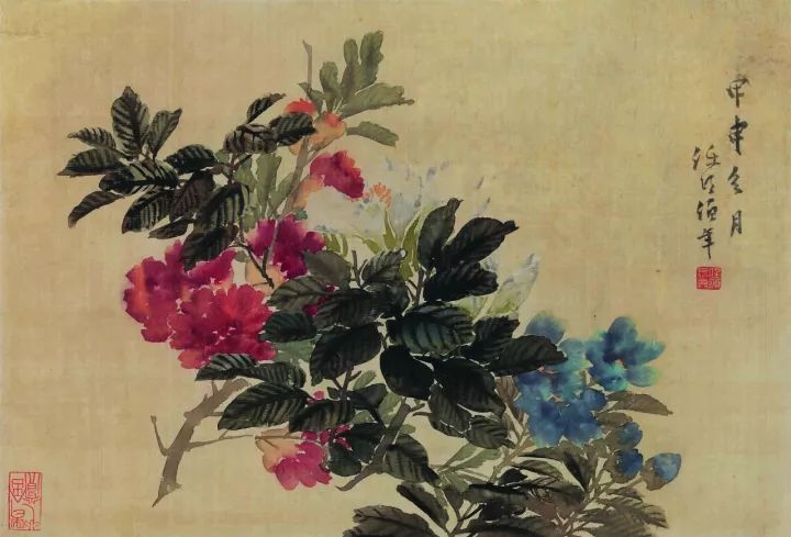 任伯年《花鸟四帧》，国画，27×40cm×4，1884-1885年，家属捐赠老舍、胡絜青藏画