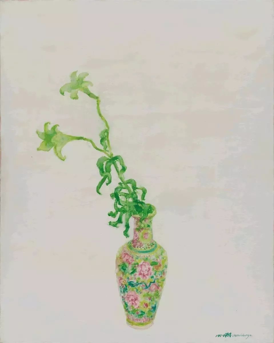 周春芽《百合花》，布面油画，150×120cm，1997年