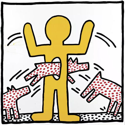 Keith Haring《Untitled》, 金属烘漆，109.2×109.2cm，1982年