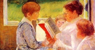 卡萨特（Mary Cassatt）《Mrs Cassatt Reading to her Children》