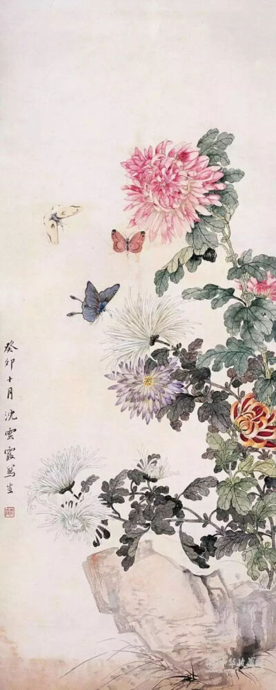 沈云霞《菊蝶圖》