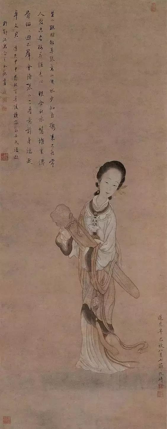 改琦《仕女抱琴图》 - 高清图片，堆糖，美图壁纸兴趣社区