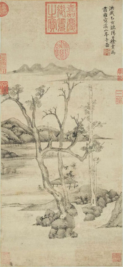 徐贲《溪山亭子图》，1395年（洪武二十八年），台北故宫藏