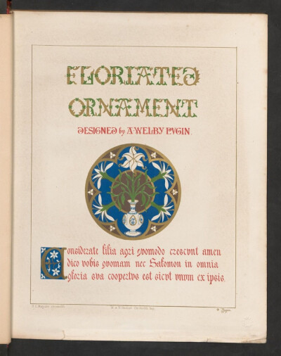 《Floriated ornament》（花卉装饰图案）是Augustus Welby Pugin（19世纪英格兰建筑设计师）关于建筑装饰的著作。内容为哥特式风格的装饰图案，此书共包含31种风格的图案，在对随后很长一段时间内工艺美术艺术家产生…