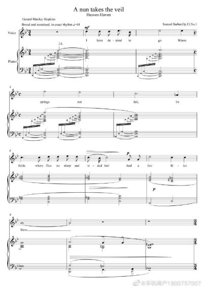A nun takes the veil 五线谱 声乐正谱 钢琴伴奏谱 移调专业户 打谱专业户【原调-降B】2页 ​​​​