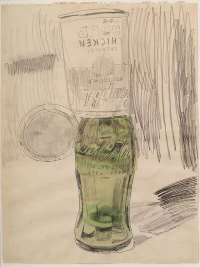 安迪·沃霍尔《Cambell's Soup Can over Coke Bottle》，1962年