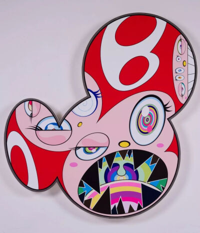 村上隆《无题》，木板上布面丙烯、铂金箔，150×150cm，2018年 ©2018 Takashi Murakami/Kaikai Kiki Co., Ltd. All Rights Reserved