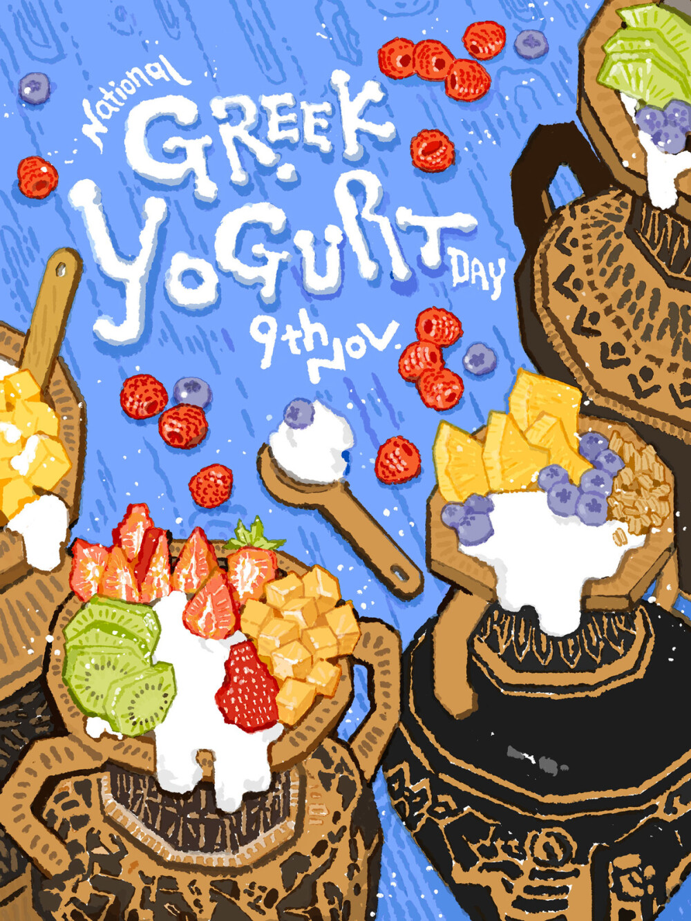 希腊酸奶节-插画海报
涂鸦王国：Qu_天然