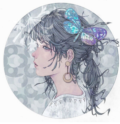 画师木村智博​少女插画作品欣赏。作者画风细腻柔美，精致的发丝点缀着美丽的花朵，唯美的少女带着天使般的梦幻。