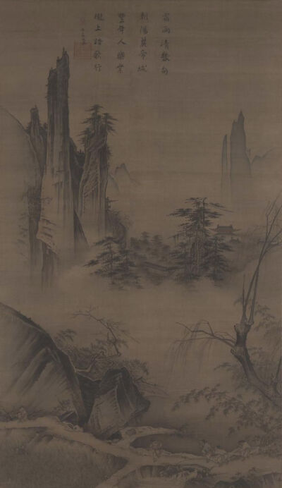 马远《踏歌图》，绢本水墨淡设色，191.8×104.5cm，南宋，北京故宫博物院藏