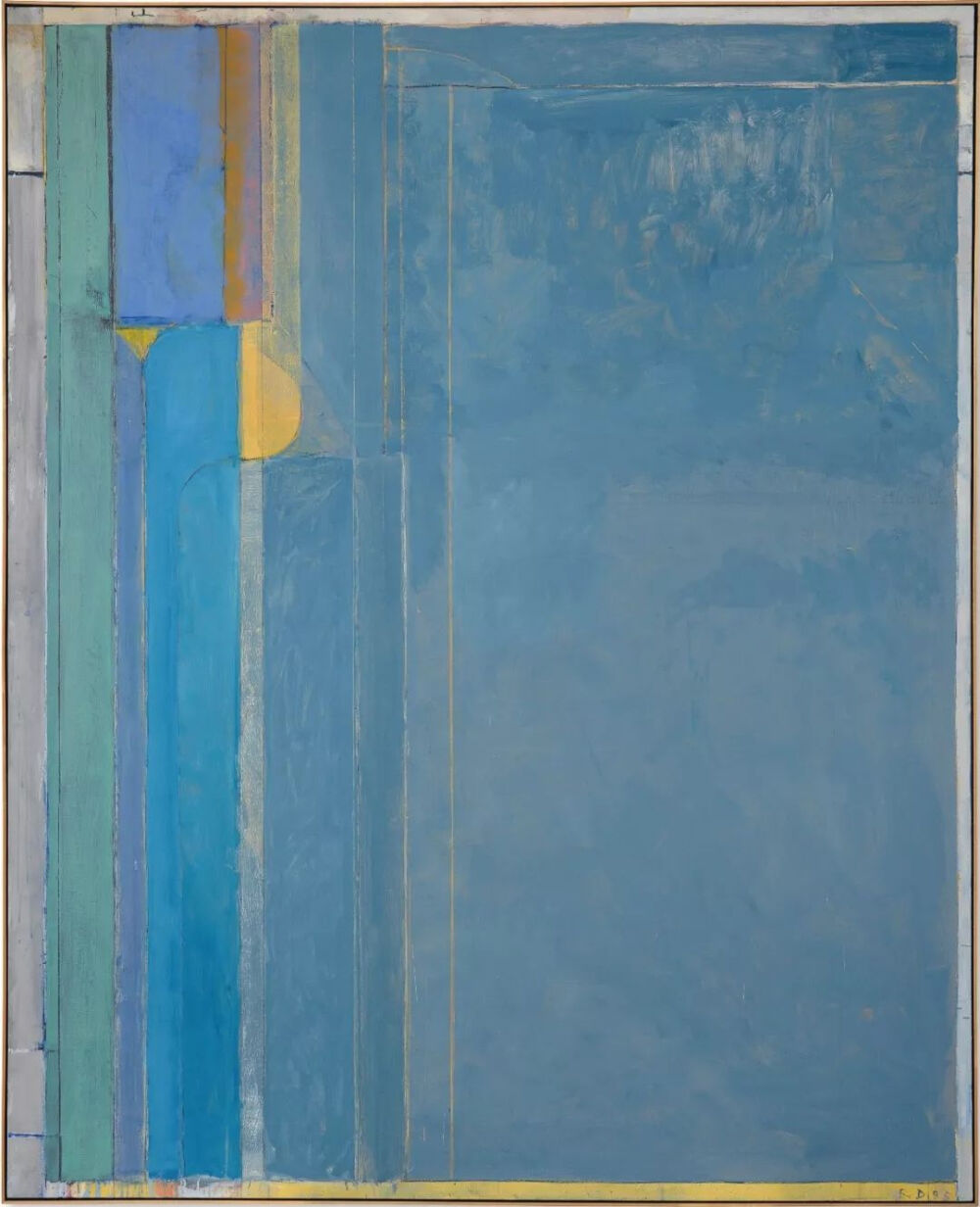 理查德·迪本科恩《海洋公园 #137》，布面油画、木炭，254×205.7cm，1985年。该作品在2018年纽约佳士得拍卖上以2258.8万美元成交（约合人民币1.5亿元）。