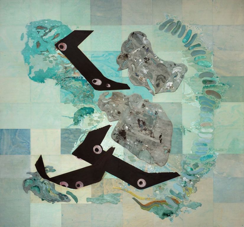 Ellen Gallagher《Whale Falls》，188×202cm，2017年