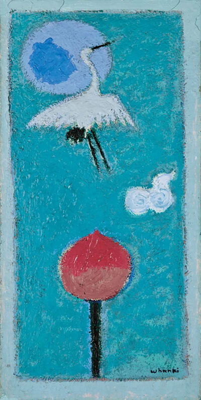 金焕基《莲花》（Lotus Flower），布面油画，60×30cm，1956年