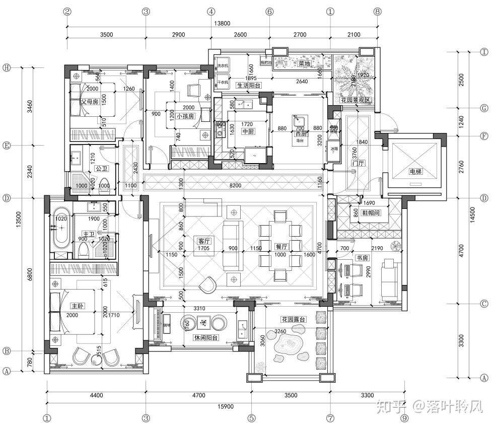 戶型圖 四房兩衛(wèi) 中西廚 多功能陽臺