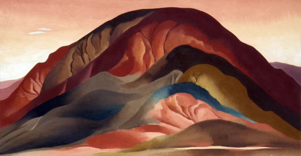 乔治亚·欧姬芙《Rust Red Hills》，布面油画，40.6×76.2cm，1930年