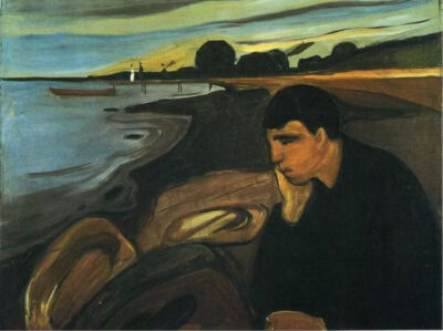 爱德华·蒙克《Melancholy》，布面油画，72×98cm，1894年