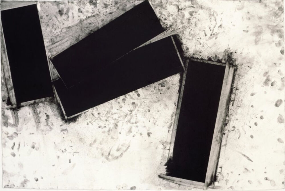 Joel Shapiro《untitled》，粉笔、炭笔，68.3×101.9cm，1996年