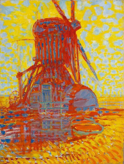 彼埃·蒙德里安《Mill in Sunlight: The Winkel Mill》，布面油画，114×87cm，1908年