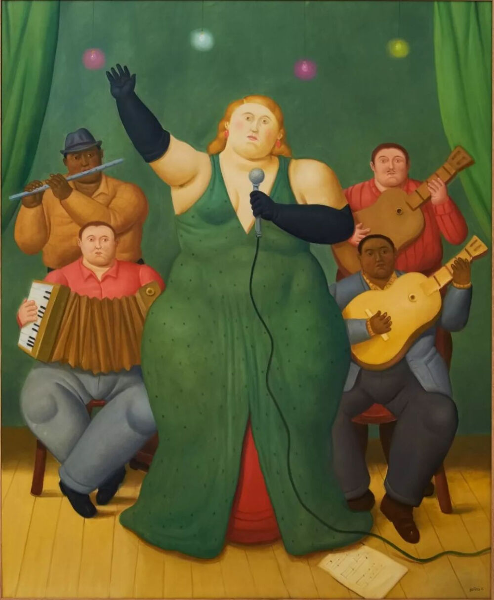 费尔南多·波特罗《La Cantante》，布面油画，189×155cm