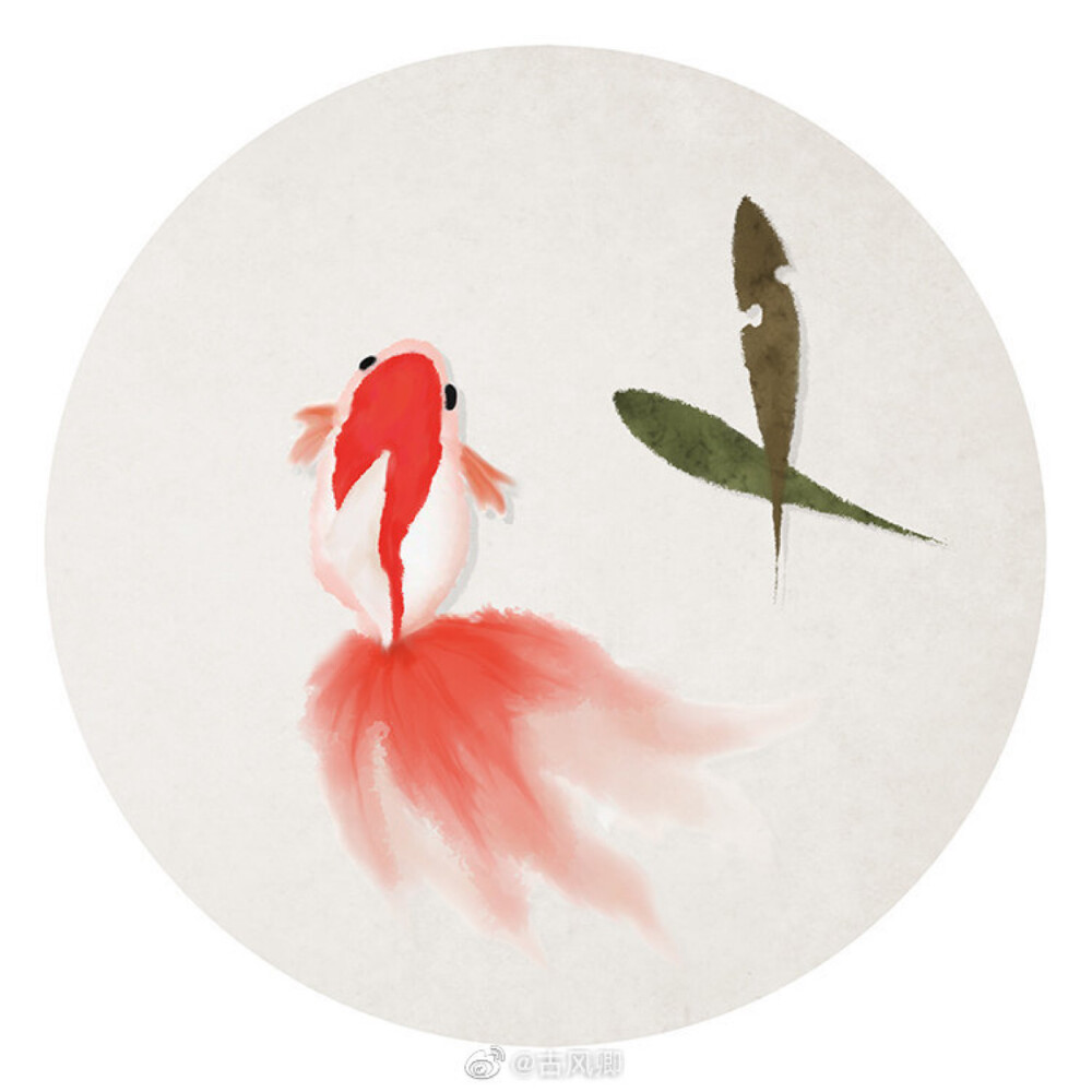 67六张锦鲤图,新年行大运.[心] 古风水彩插画.(画师@石家小鬼 )