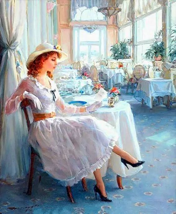 网上关于康斯坦丁·拉祖莫夫（Konstantin Razumov）的资料很少，只知道他是个当代乌克兰画家，但他笔下白皙、柔软、饱满和健康的女人，却已经到处可见。真是没有辜负他生在盛产美女的乌克兰啊。
有人说，康斯坦丁·拉祖莫夫的画法是结合了现实主义和印象主义。我不太懂画，直觉地看，这些画中充满了“漂亮的因素”，这可能是画家一种商业化的选择，她们面容优雅沉静，不迷茫也不忧伤，充满了健康的美感。今天就分享康斯坦丁·拉祖莫夫笔下的美人们，希望你喜欢。
