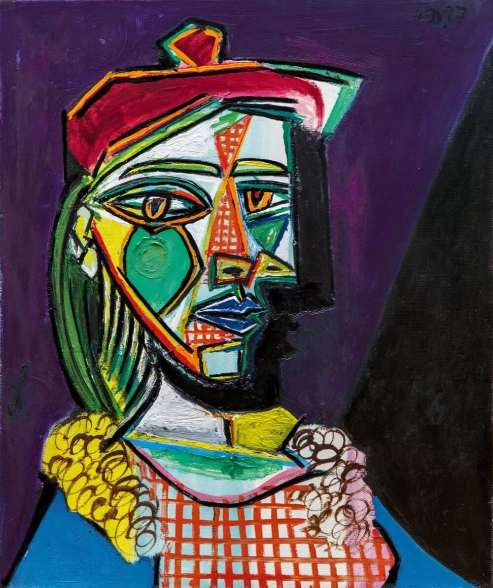pablo picasso:femme au béret et à la robe qu