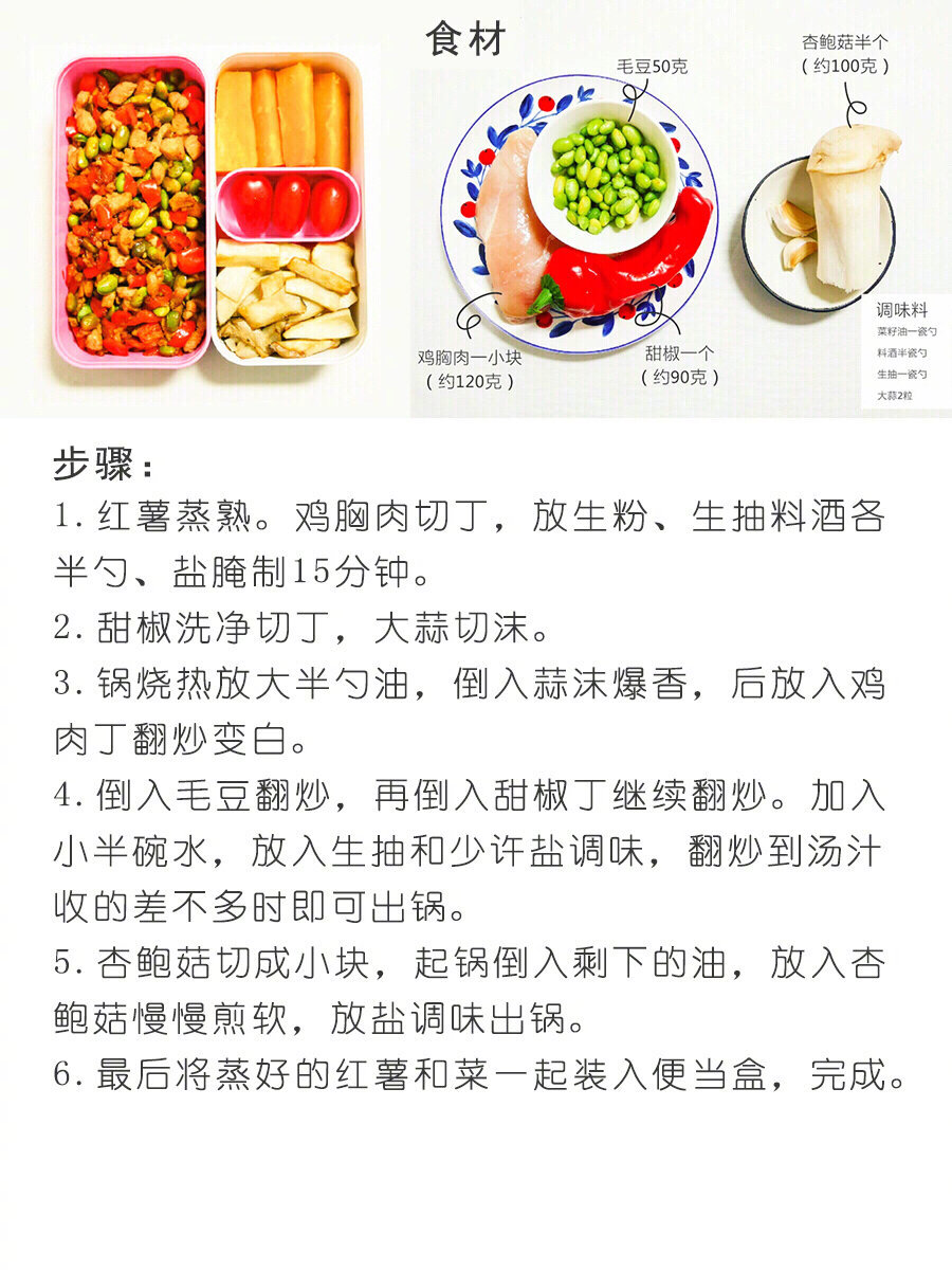 【减肥餐】私教说减肥就要这么吃‼️如何有效健康瘦下来健康吃➕科学运动=一定会瘦‼️和大家分享下我减脂期间的饮食便当吧~附加做法，很简单哟~大家都来为自己准备美味的便当吧！-《食贴》中说到“便当其实就是将喜欢的食材，以喜欢的形式填满喜欢的盒子，它是一种美的创造，也是日常生活里一种微小的仪式感，不需要过人的才华，也能在便当盒里发挥创意。当我们在享用自己为自己精心准备的便当时，一种被爱和呵护的感觉，❤️会因为前面这份便当而真实可感。” -【便当每日食材及具体分量如下】做法否附加在图上了，这里就不重复写了~-1️⃣DAY1食材：菜类：牛肉120克，甜椒一个约100克，上海青