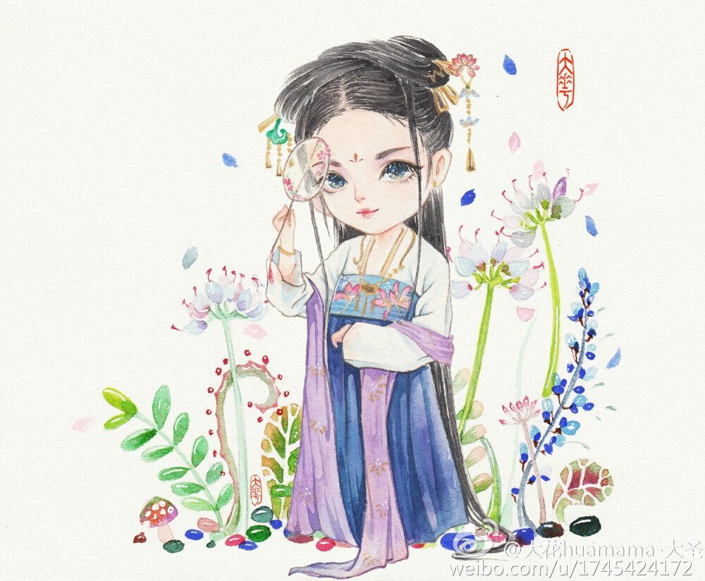 手绘古装人物，作者:大花huamama