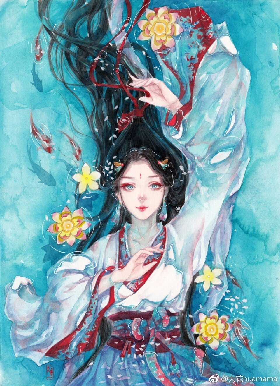 手绘古装人物，作者:大花huamama