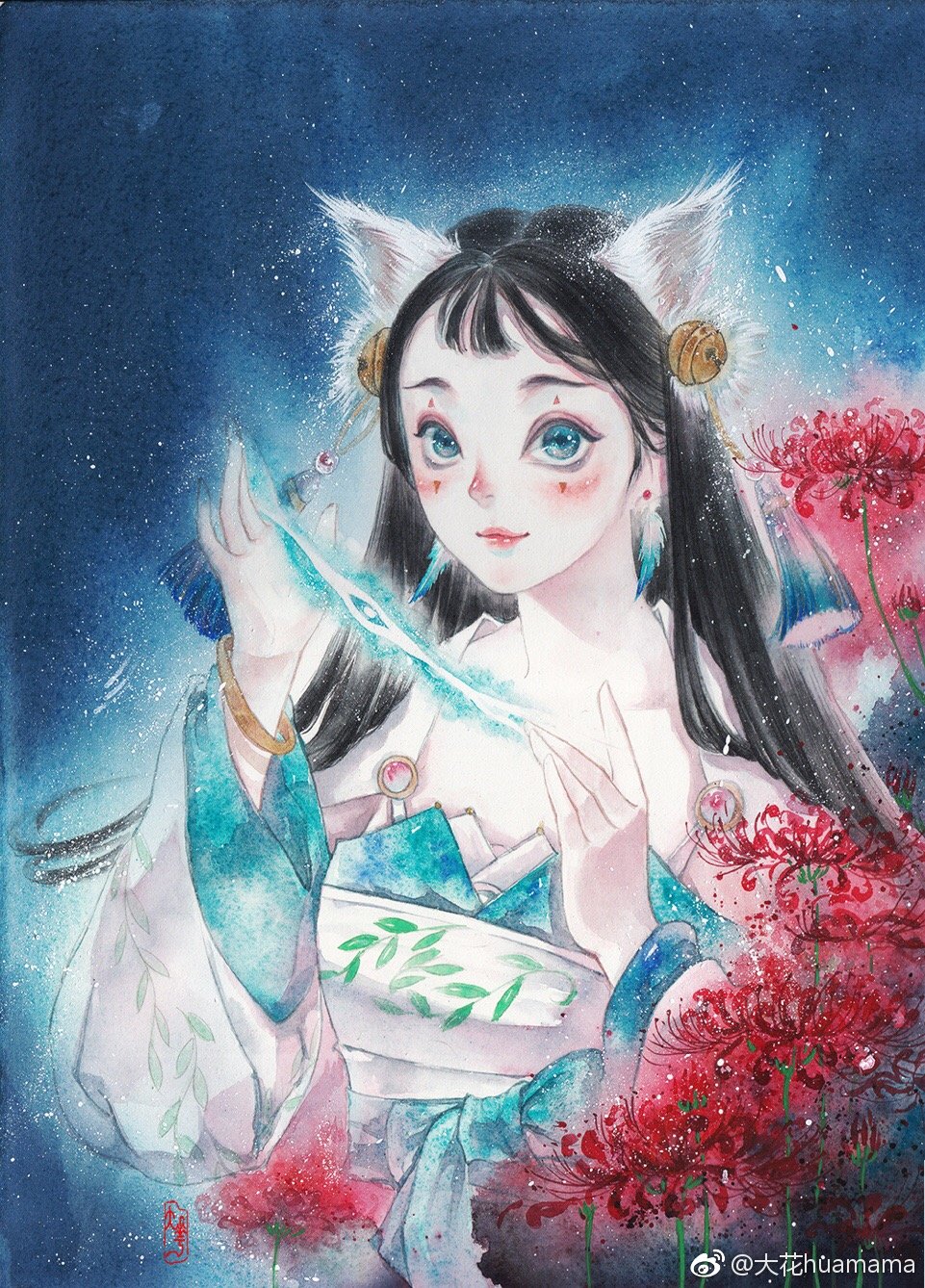 手绘古装人物，作者:大花huamama