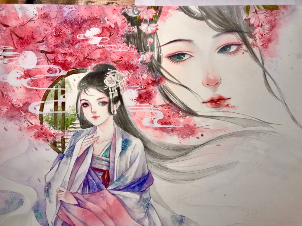 手绘古装人物，作者:大花huamama