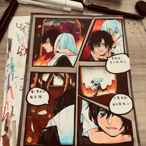 moon.《整容日记》动漫同人故事改编小黑手绘马克笔