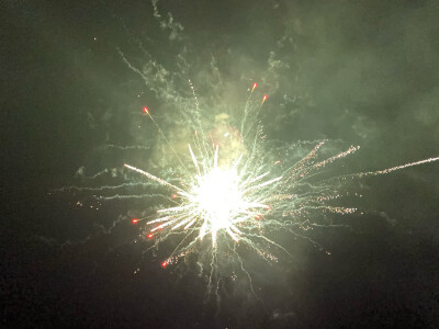 头顶的夜空有烟花缤纷着炸开，在黑色天际绽放着刹那芳华，拼尽一生，只为这一刻灿烂，烟花易冷，朝华瞬凋。
