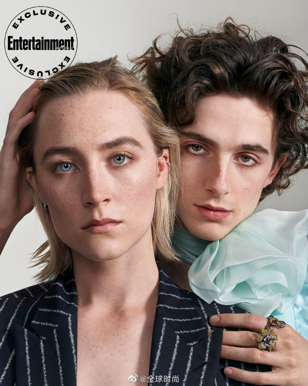 #甜茶罗南写真#甜茶Timothée Chalamet 和 西尔莎·罗南，携手登封，二人的眉眼太深邃了！