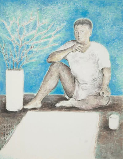 蒋勋,《梦里青春可得追》, 1996, 水墨设色纸本, 87.5×67cm