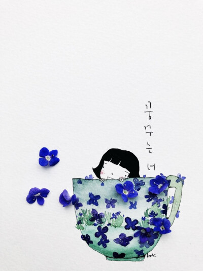 花卉植物与手绘的组合画作 ~ 韩国画师Hoobak作品