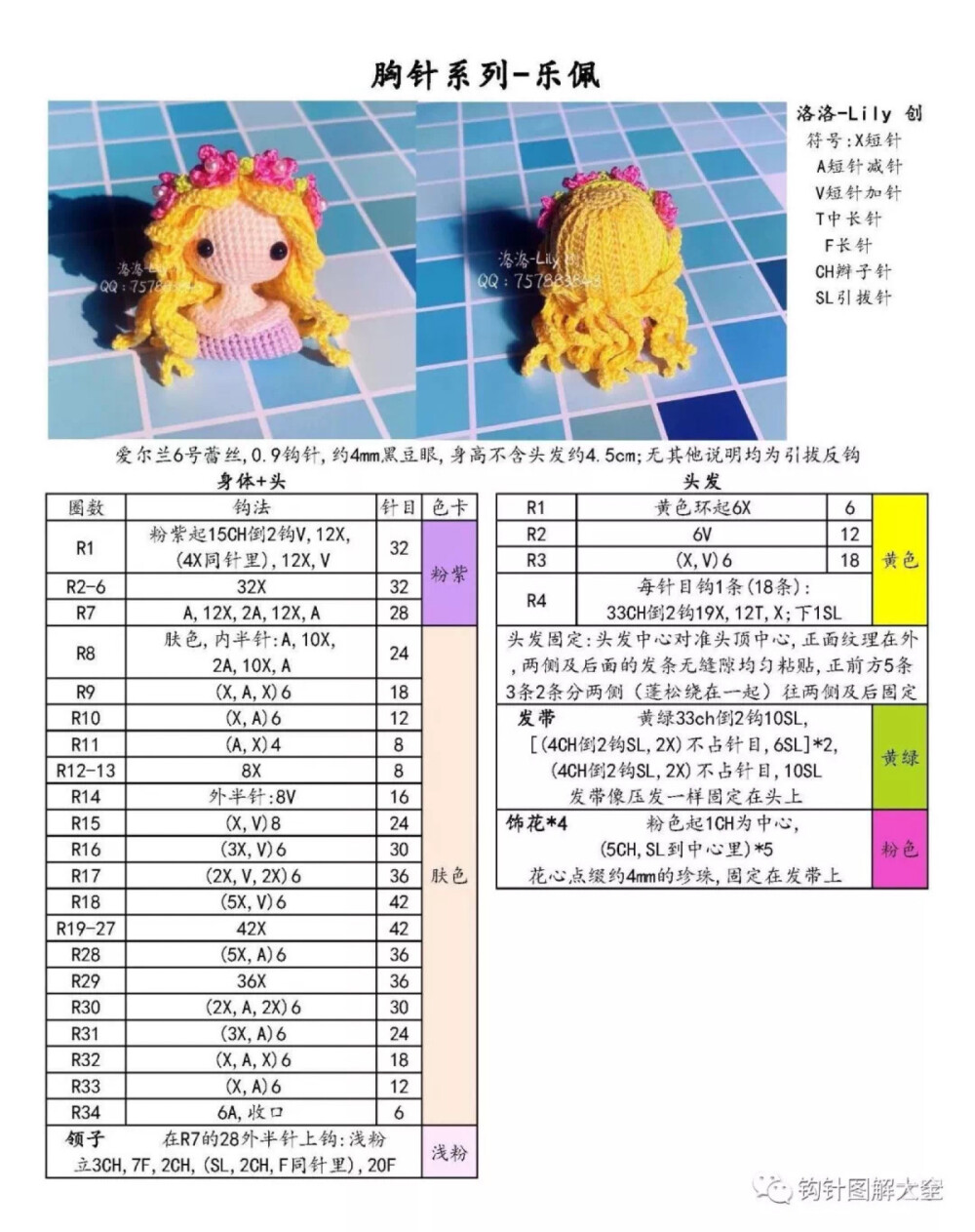 钩针图解 公主 人偶