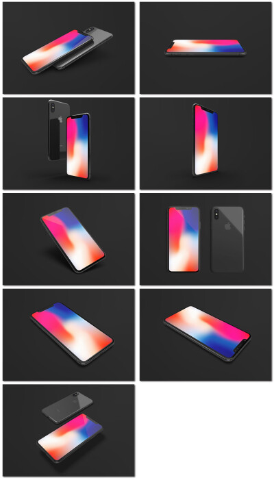 iPhone X苹果手机智能手机展示样机模型贴图psd海报模板设计素材